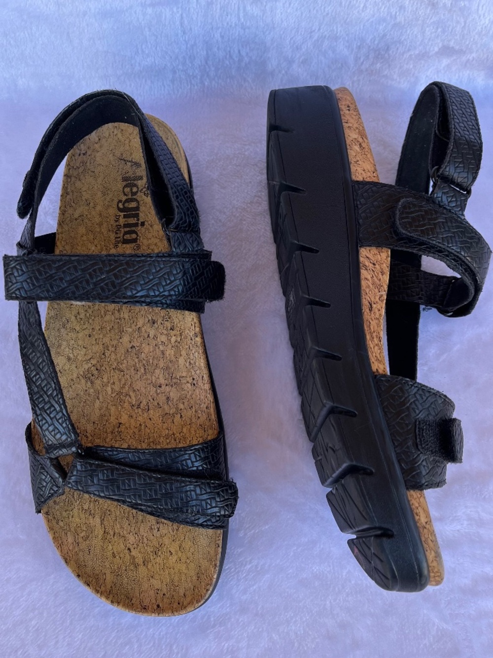 Alegria Henna Platform Sandals Hook & Loop Sz 10 EUR 40 Black Tan